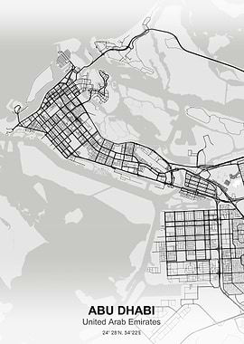 Abu Dhabi city map white