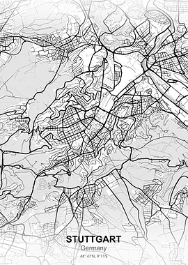 stuttgart city map white