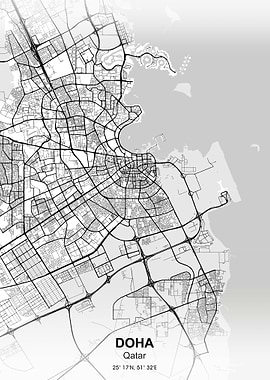 doha city map white