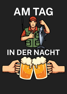 Angler Am Tag in der Nacht