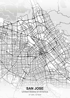 SAN JOSE city map white