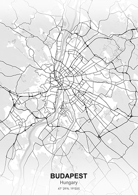budapest city map white