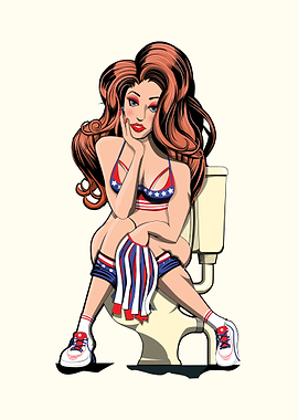 Cheerleader on the toilet