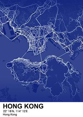 hong kong color city map