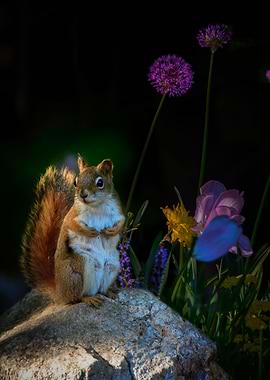 Red Squirrel In The Garden