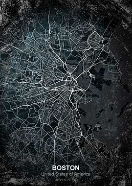 boston chalkboard map