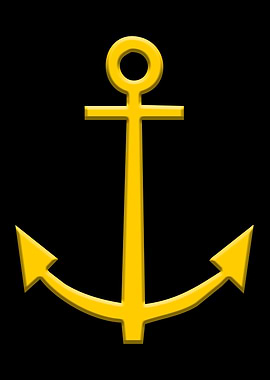 Yellow Anchor On Black