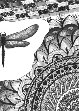 dragonfly with mandala