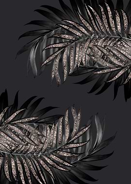 Gray Black Palm Glitter 6