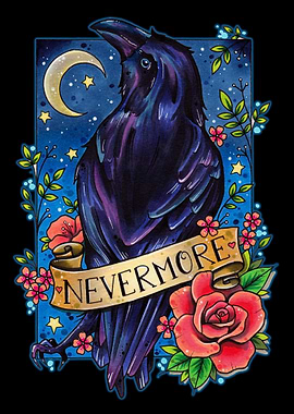 Nevermore Raven Painting