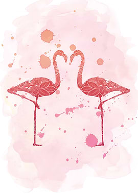 Watercolor flamingos