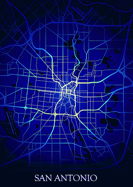 San Antonio Blue Map