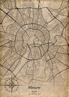 moscow vinatge map