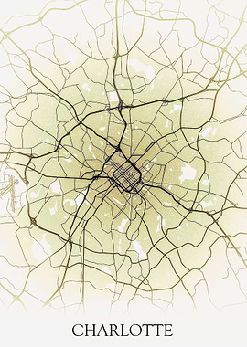 Charlotte Monocrome Map
