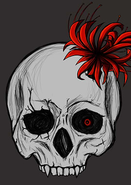 Vampire Skull and flower