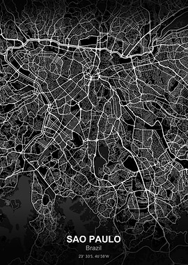 sao paulo city map black