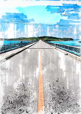 Straight Road Bridge Japan