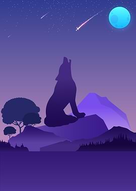 Wolf Howling at the Moon