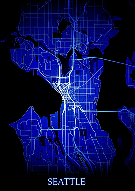Seattle Blue Map