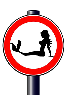 Trucker Mermaid Road Sign