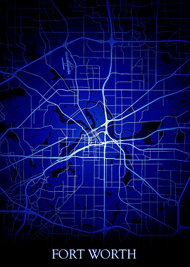 Fort Worth Blue Map