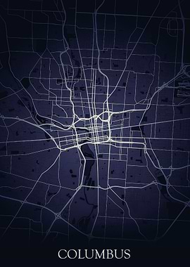 Columbus Night City Map