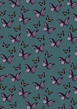 Teal Lavender Butterfly 1