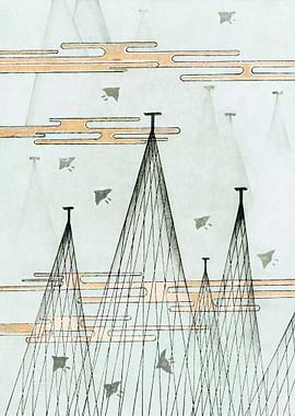 Skyscape with birds flying