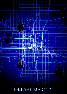 Oklahoma Blue Map