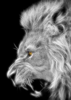 Lion Fractal Black white