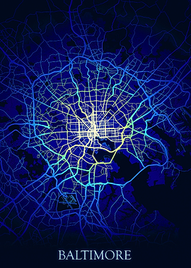 Baltimore Classic Blue Map