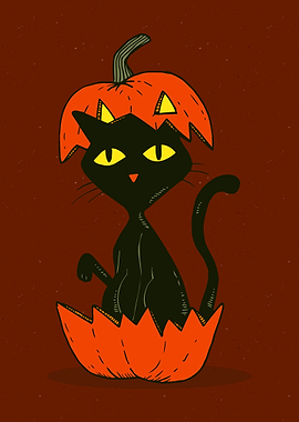 Cat in Pumpkin