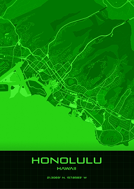 Honolulu Synthwave Map