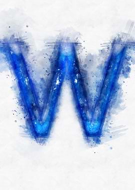 W letter watercolor