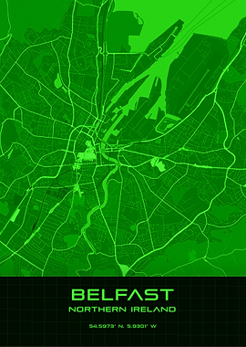Belfast City Synthwave Map