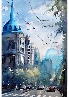 Sunny street in Belgrade