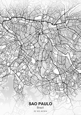 sao paulo city map white