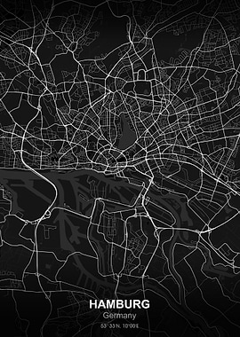 hamburg city map black