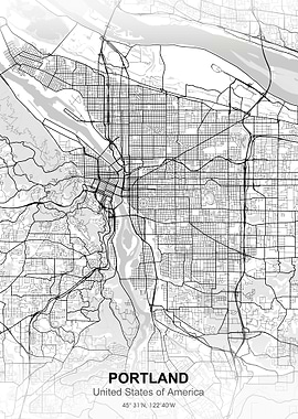 portland city map white