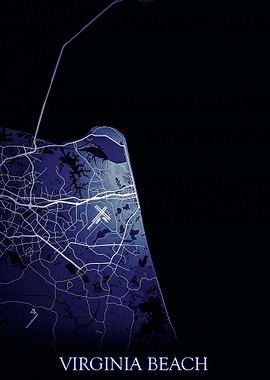 Virginia Beach Night Map