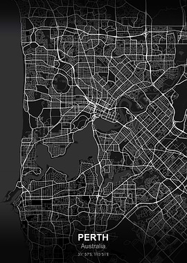 perth city map black