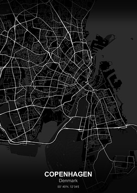 copenhagen city map black