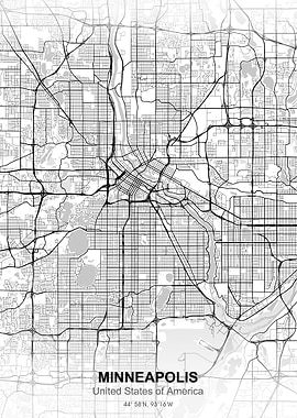 MINNEAPOLIS city map white
