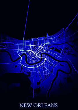 New Orleans Blue Map
