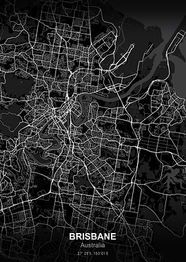 BRISBANE city map black