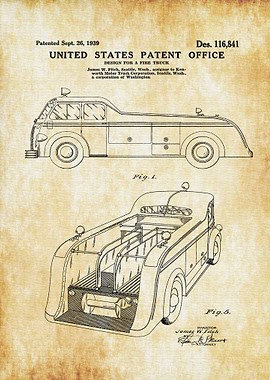 Fire Truck Patent 1939