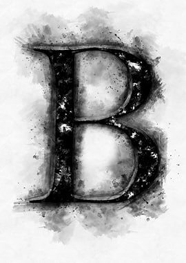 b letter watercolor