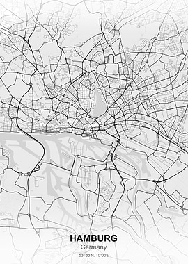 hamburg city map white