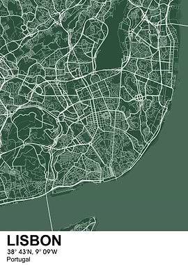 lisbon color city map