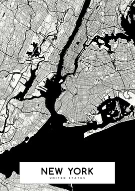 New York map white